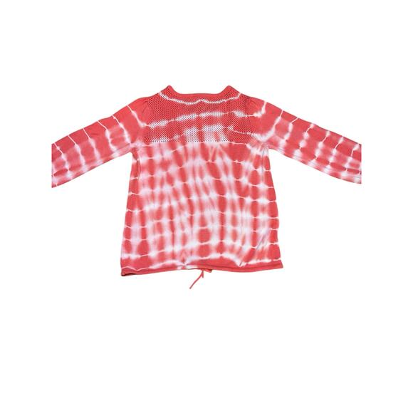 Belldini NEW Size Large New Coral and White Tie Dye Open Knit Pullover Sweater - Picture 10 of 12